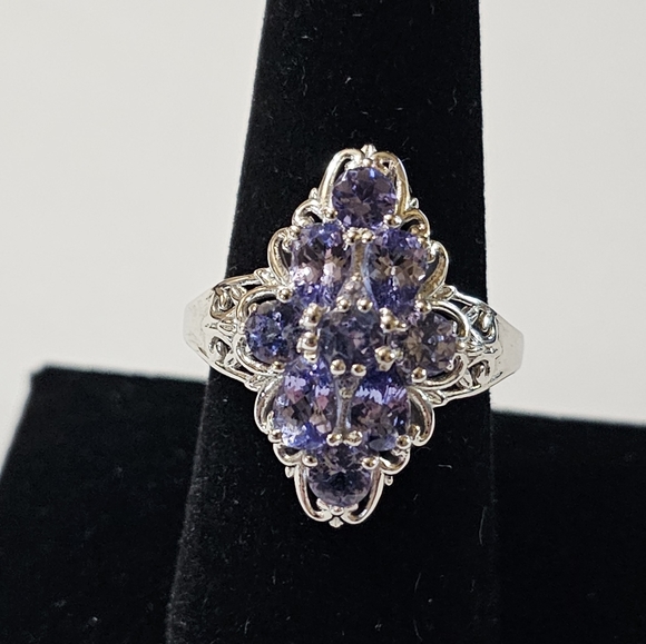 Genuine Tanzanite Ring set in Platinum over 925 Size 9! - Picture 10 of 15